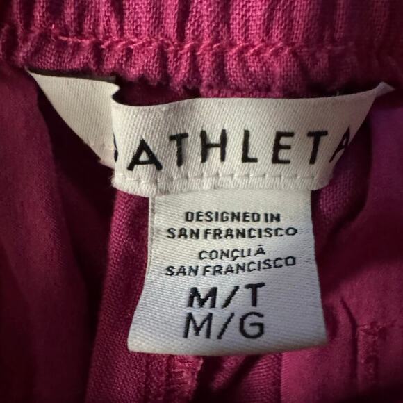 Athleta Retreat Linen Mid Rise Wide Leg Pant Women’s Medium Tall Pink Pockets - Picture 10 of 11